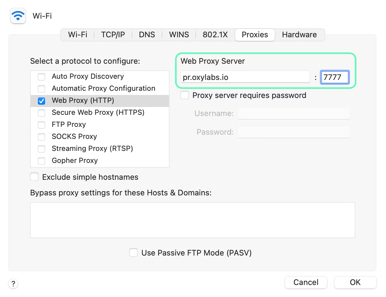 MacOS Web Proxy Server